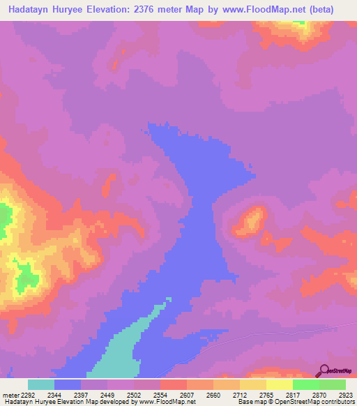 Hadatayn Huryee,Mongolia Elevation Map