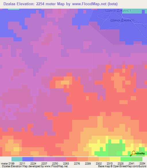 Dzalaa,Mongolia Elevation Map