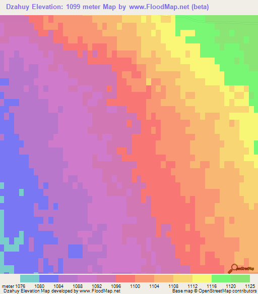 Dzahuy,Mongolia Elevation Map