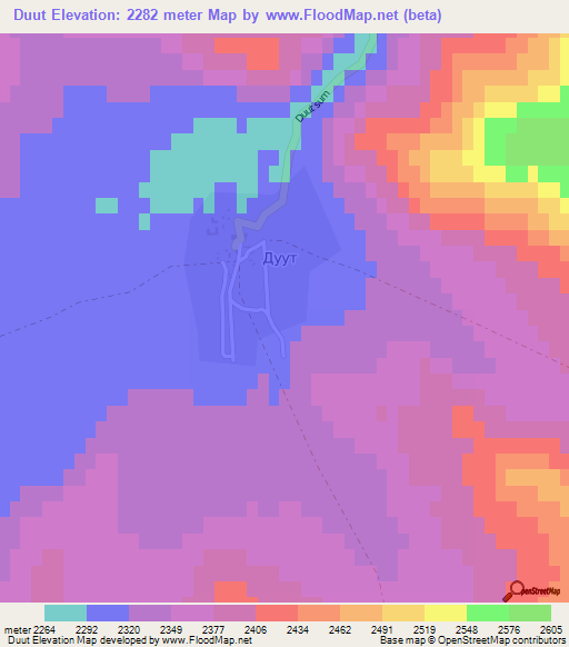 Duut,Mongolia Elevation Map