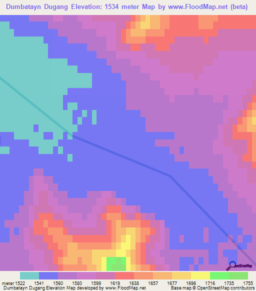 Dumbatayn Dugang,Mongolia Elevation Map