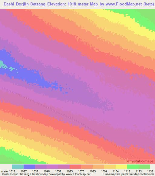 Dashi Dorjiin Datsang,Mongolia Elevation Map