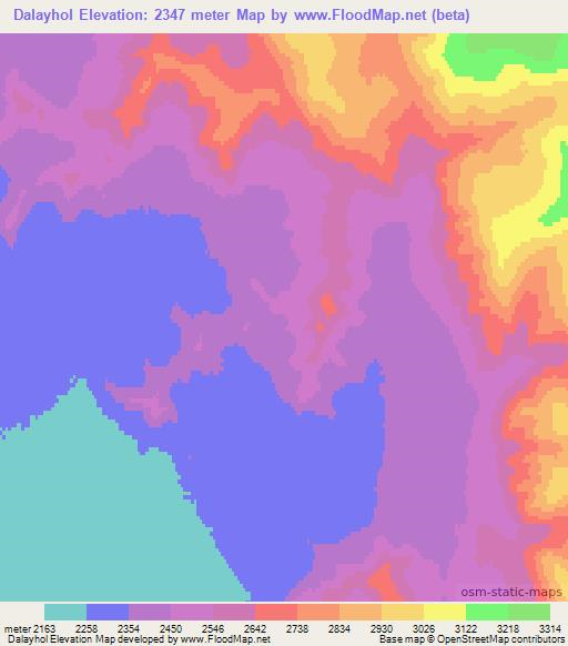 Dalayhol,Mongolia Elevation Map