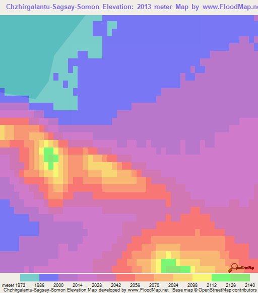 Chzhirgalantu-Sagsay-Somon,Mongolia Elevation Map