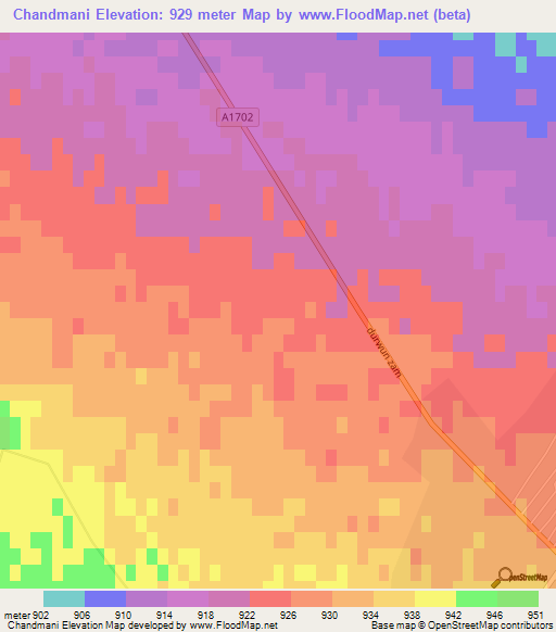 Chandmani,Mongolia Elevation Map