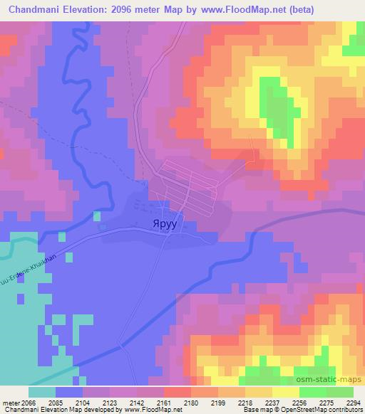 Chandmani,Mongolia Elevation Map