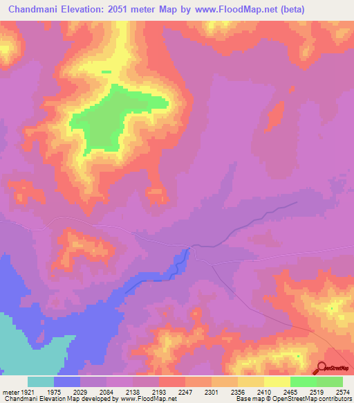 Chandmani,Mongolia Elevation Map