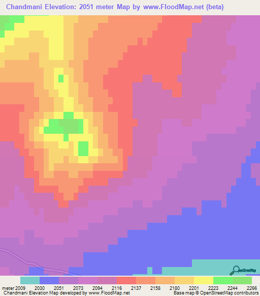 Chandmani,Mongolia Elevation Map