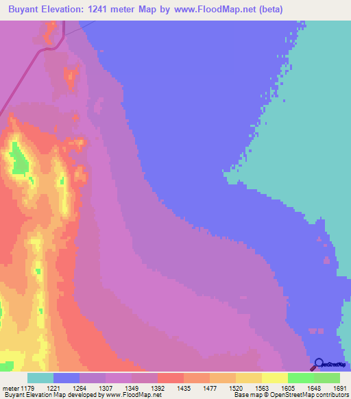 Buyant,Mongolia Elevation Map