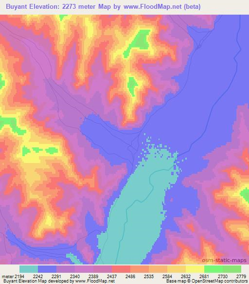 Buyant,Mongolia Elevation Map
