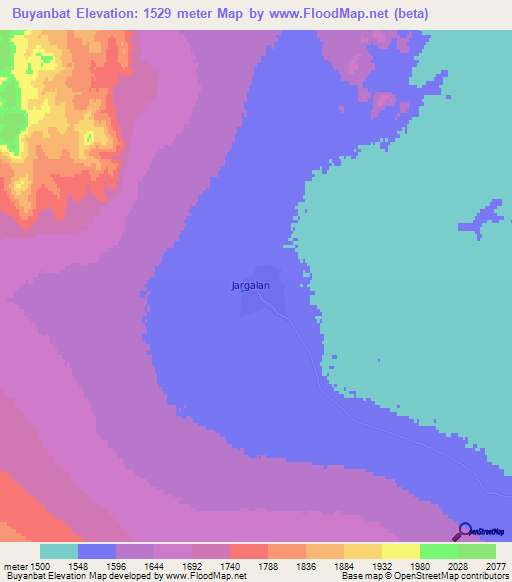 Buyanbat,Mongolia Elevation Map