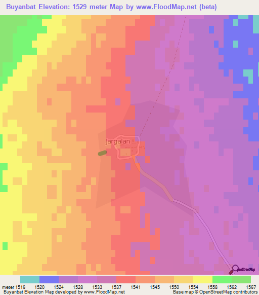 Buyanbat,Mongolia Elevation Map