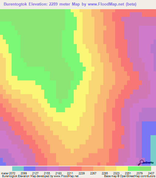 Burentogtok,Mongolia Elevation Map