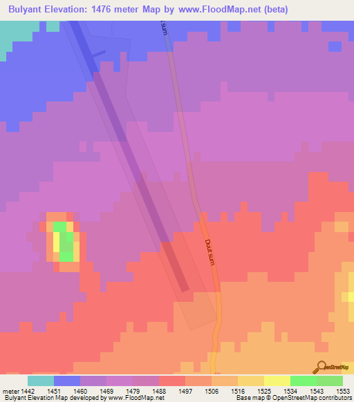 Bulyant,Mongolia Elevation Map