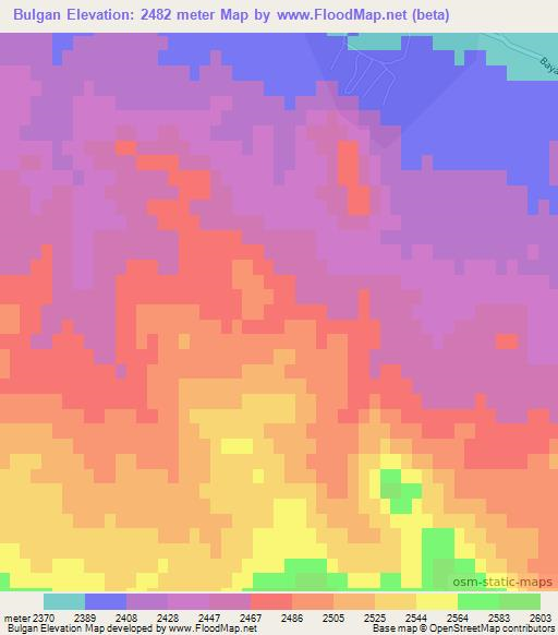 Bulgan,Mongolia Elevation Map