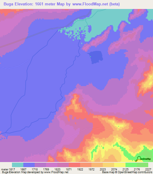 Buga,Mongolia Elevation Map