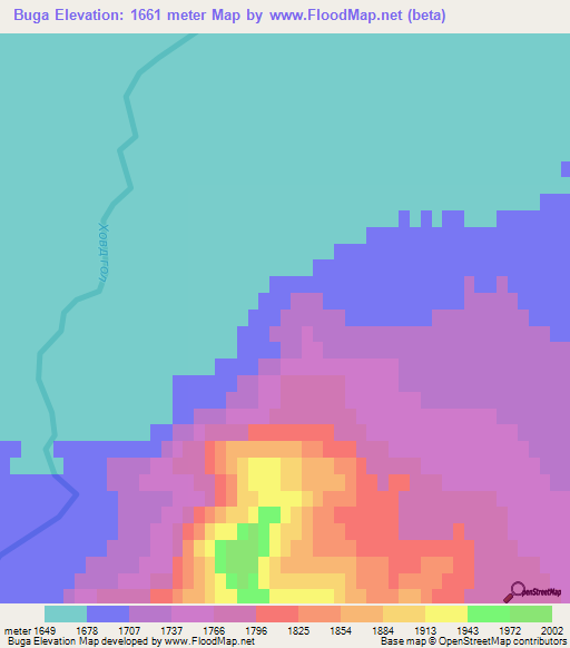 Buga,Mongolia Elevation Map