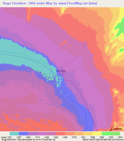 Buga,Mongolia Elevation Map