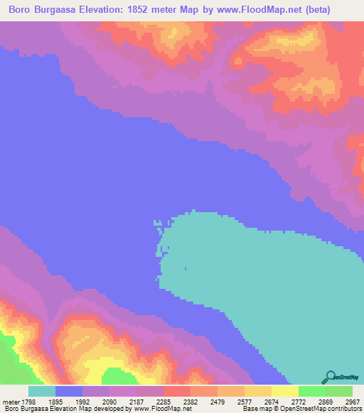 Boro Burgaasa,Mongolia Elevation Map