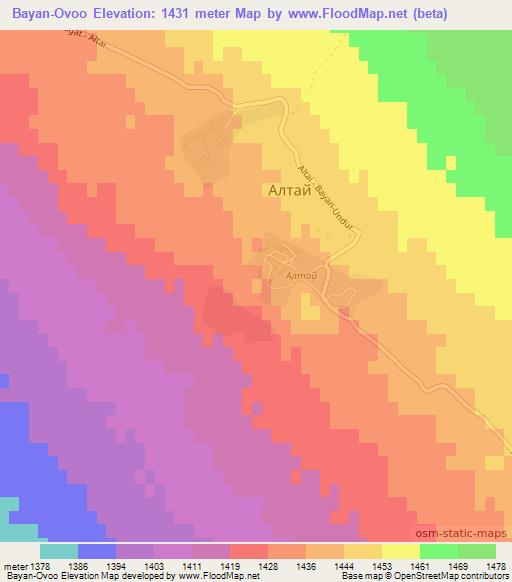 Bayan-Ovoo,Mongolia Elevation Map