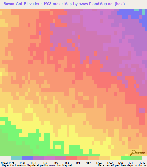 Bayan Gol,Mongolia Elevation Map