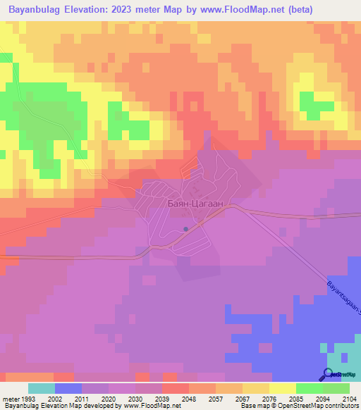 Bayanbulag,Mongolia Elevation Map