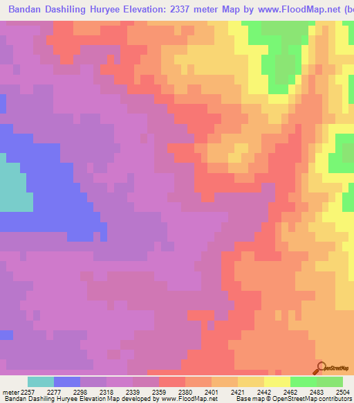 Bandan Dashiling Huryee,Mongolia Elevation Map