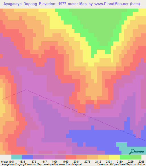 Ayagatayn Dugang,Mongolia Elevation Map