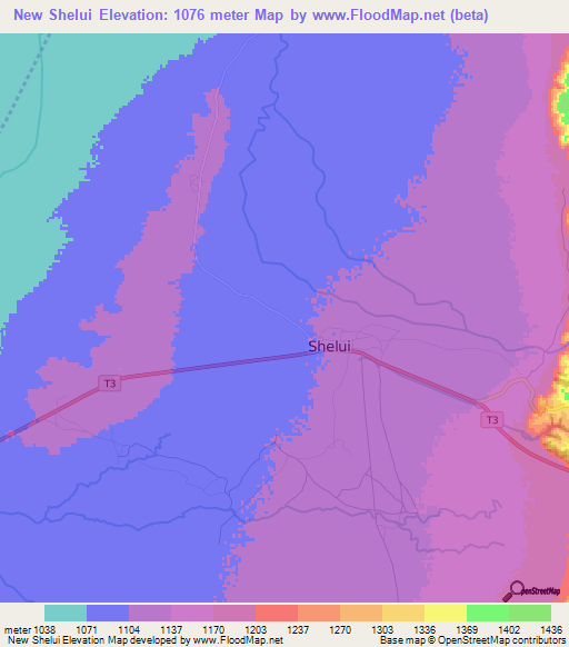 New Shelui,Tanzania Elevation Map