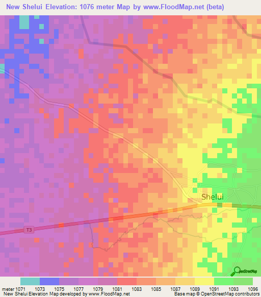 New Shelui,Tanzania Elevation Map
