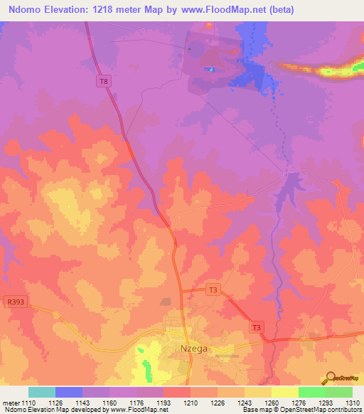Ndomo,Tanzania Elevation Map