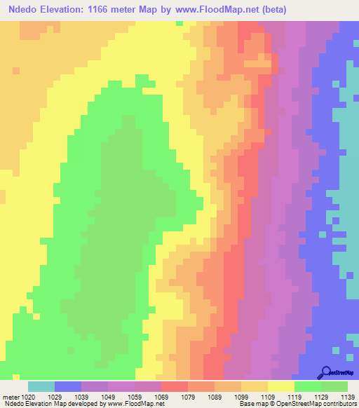 Ndedo,Tanzania Elevation Map