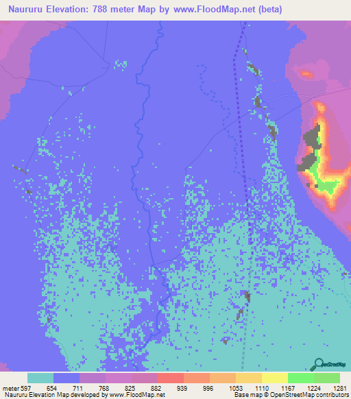 Naururu,Tanzania Elevation Map