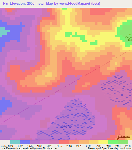 Nar,Tanzania Elevation Map