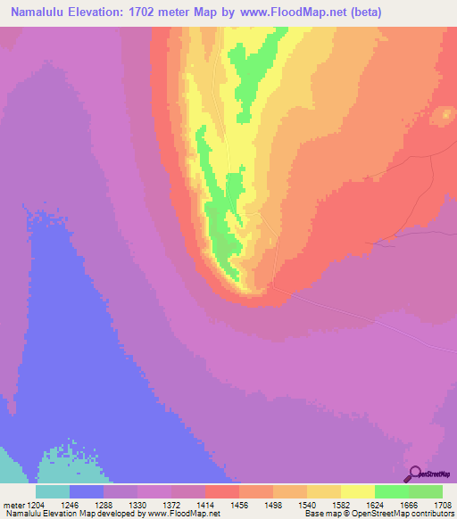 Namalulu,Tanzania Elevation Map