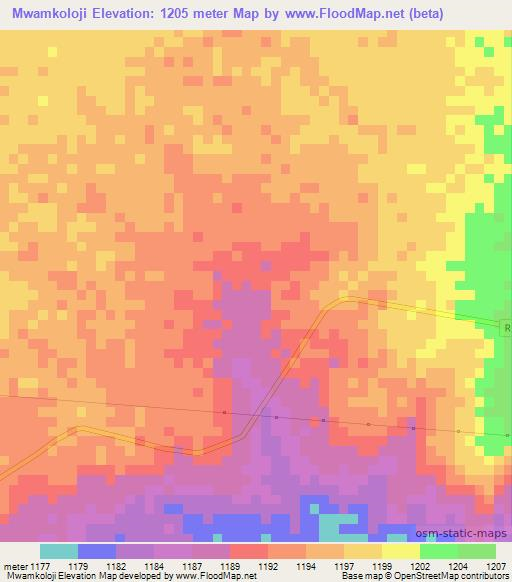 Mwamkoloji,Tanzania Elevation Map
