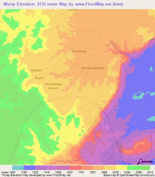 Muray,Tanzania Elevation Map