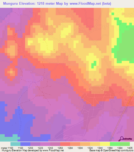Munguru,Tanzania Elevation Map