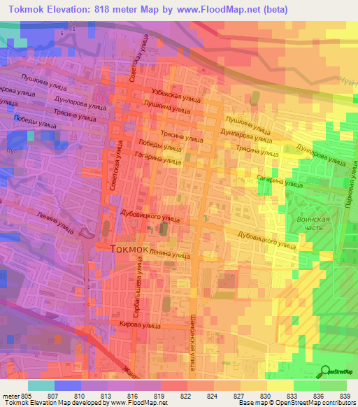 Tokmok,Kyrgyzstan Elevation Map