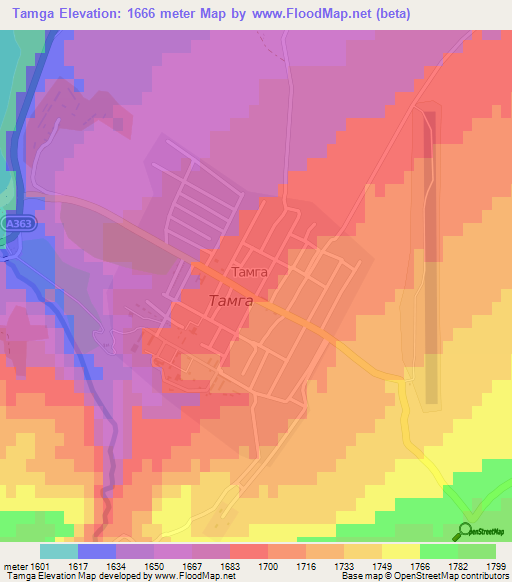 Tamga,Kyrgyzstan Elevation Map