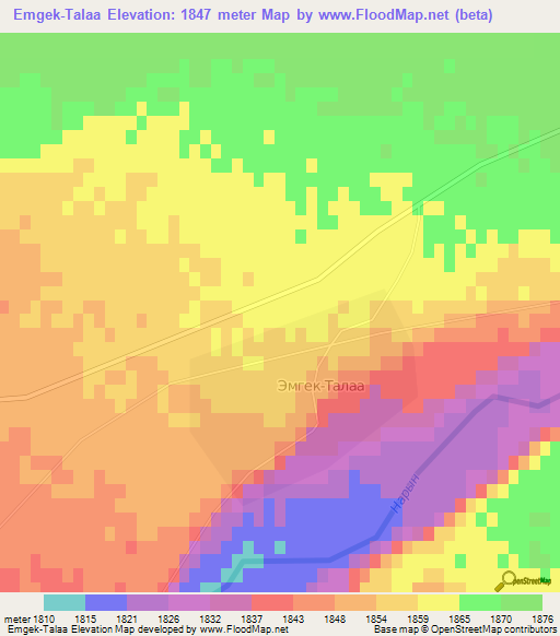 Emgek-Talaa,Kyrgyzstan Elevation Map