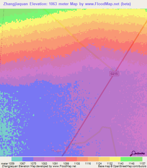 Zhangjiaquan,China Elevation Map