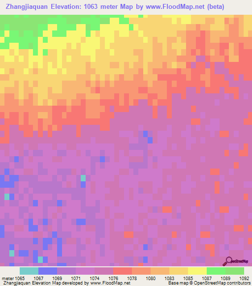 Zhangjiaquan,China Elevation Map