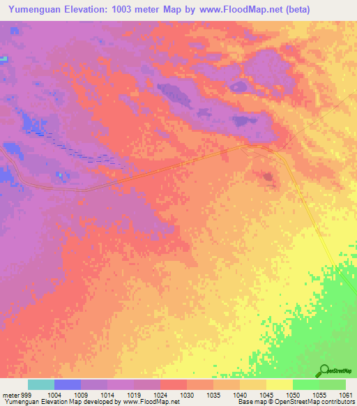 Yumenguan,China Elevation Map