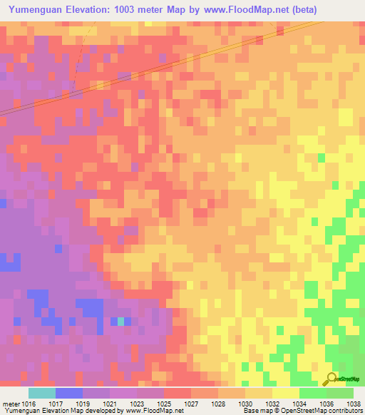 Yumenguan,China Elevation Map