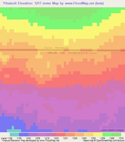 Yihatuoli,China Elevation Map