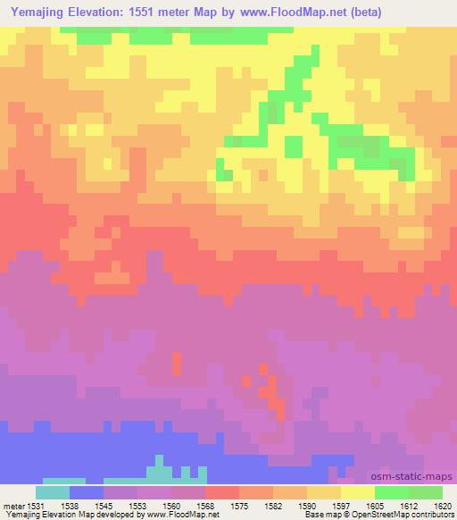 Yemajing,China Elevation Map