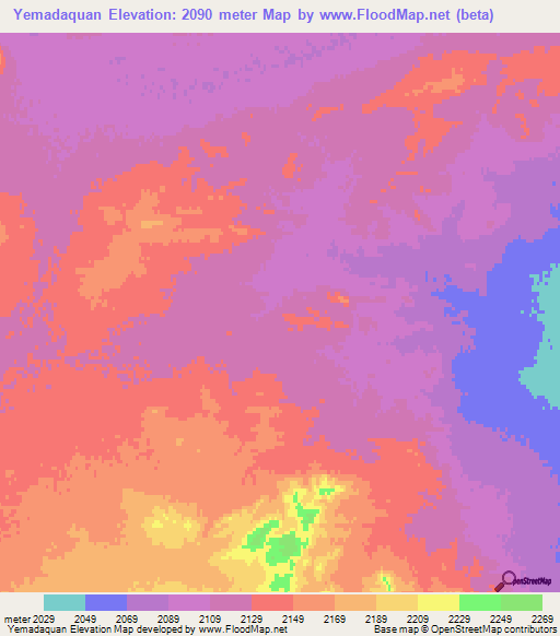 Yemadaquan,China Elevation Map