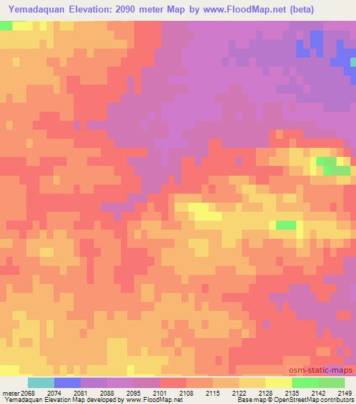 Yemadaquan,China Elevation Map