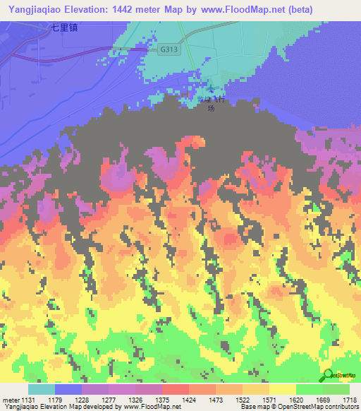 Yangjiaqiao,China Elevation Map